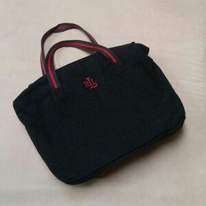 Lauren Ralph Lauren Black Tote Bag with Red Accents